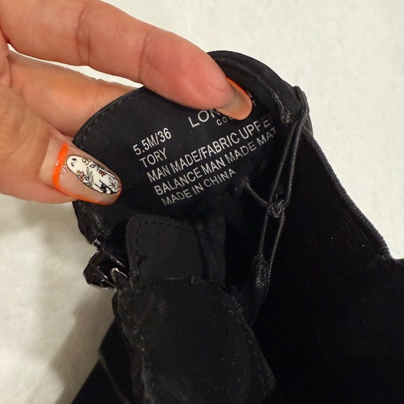 London Fog Black Ankle Boots with Silver Accent - Picture 6 of 7